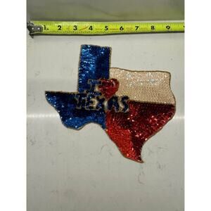 Vintage Large I ❤️ Texas Sequin Appliqué Patch Red White Blue NEW